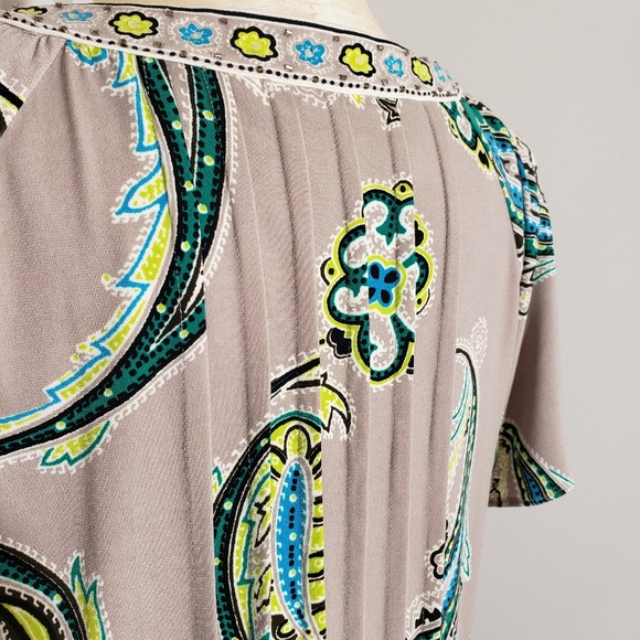 Alfani taupe and green paisley dress size PM - Picture 6 of 7